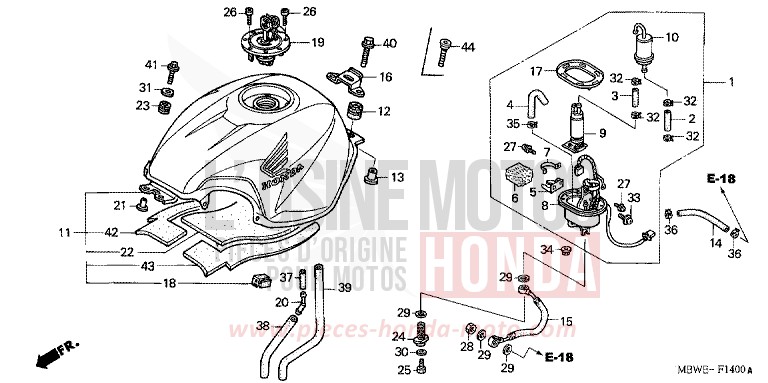 KRAFTSTOFFTANK von CBR600F Special Edition ACCURATE SILVER METALLIC (NH146) von 2002